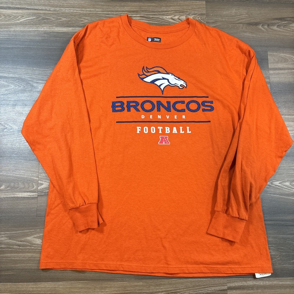 Denver Broncos NFL Team Apparel Men's Orange Long Sleeve Football  Size 2XL